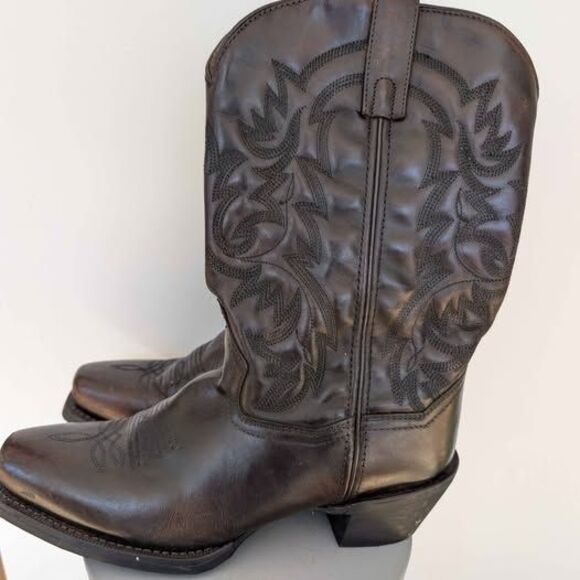 Laredo Mens Western Hawk Embroidered Snip Toe Casual Boots Mid Calf - Black Size main image 5